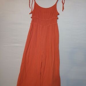 Urban Outfitters Coral Textured Wideleg Jumpsuit